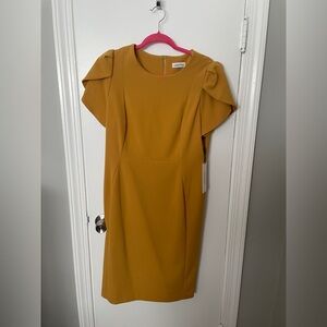 NWT Calvin Klein Mustard Midi Dress